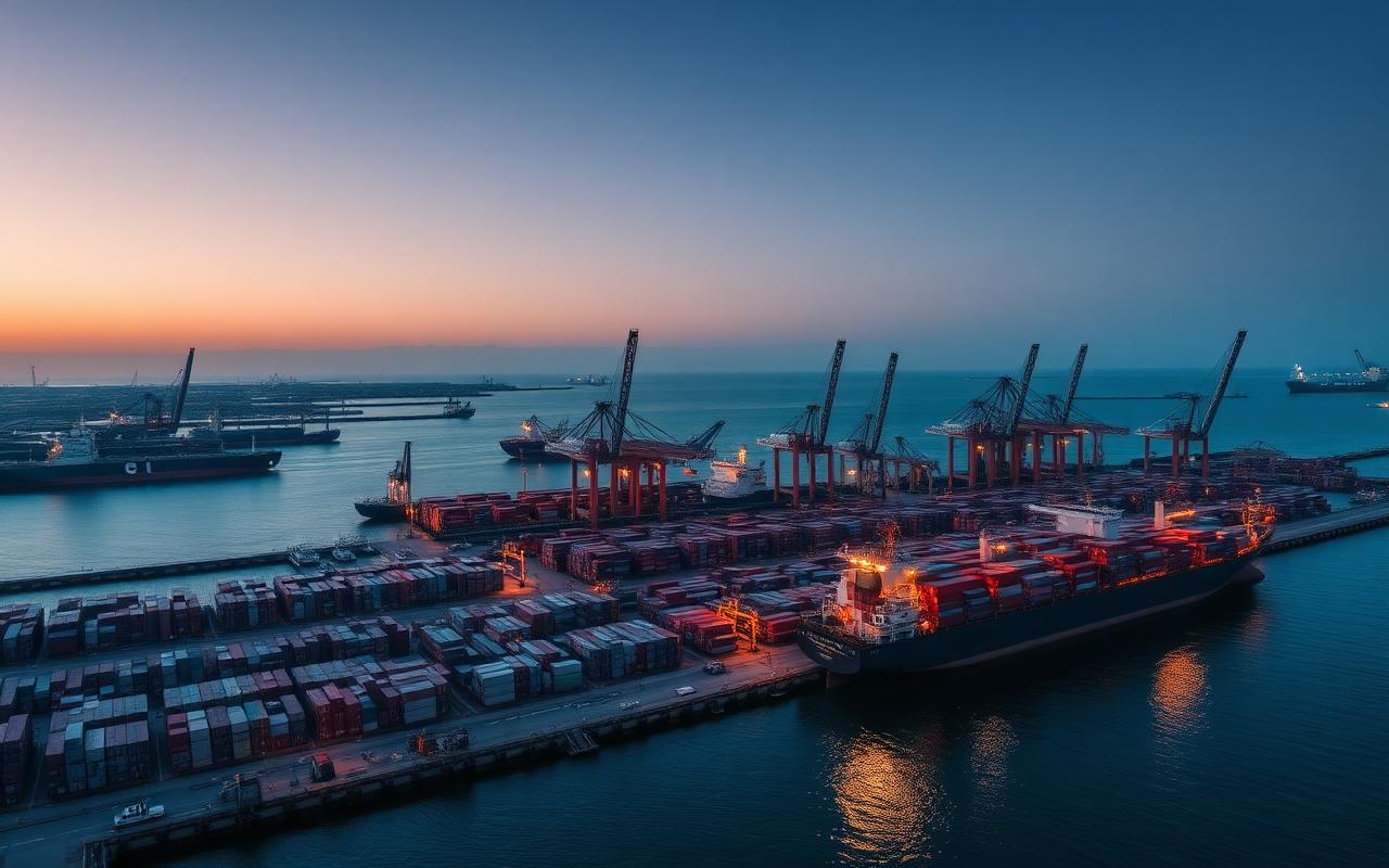 International shipping port representing global trade and supply chains